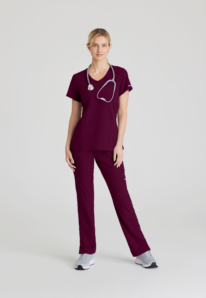 Skechers Reliance 3-Pocket Wrap Effect Scrub Top | Wine