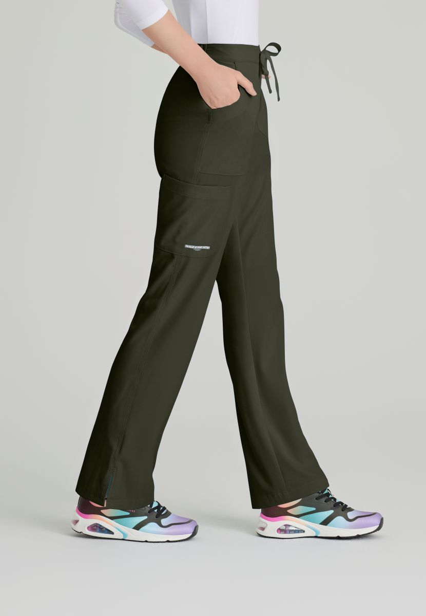 Skechers Reliance 3-Pocket Flat Front Scrub Trousers | Olive