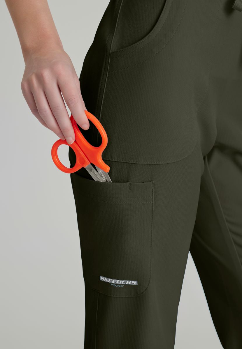 Skechers Reliance 3-Pocket Flat Front Scrub Trousers | Olive