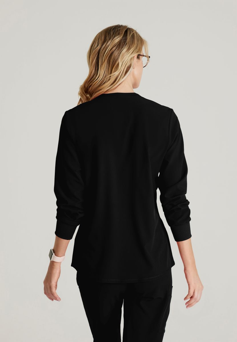 Skechers Women's 2 Pocket Warm-Up Scrub Jacket With Eco-Friendly Stretch Fabric | BLACK