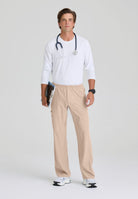 Skechers Male Structure 4 Pocket Elastic Waistband Scrub Trousers | New Khaki
