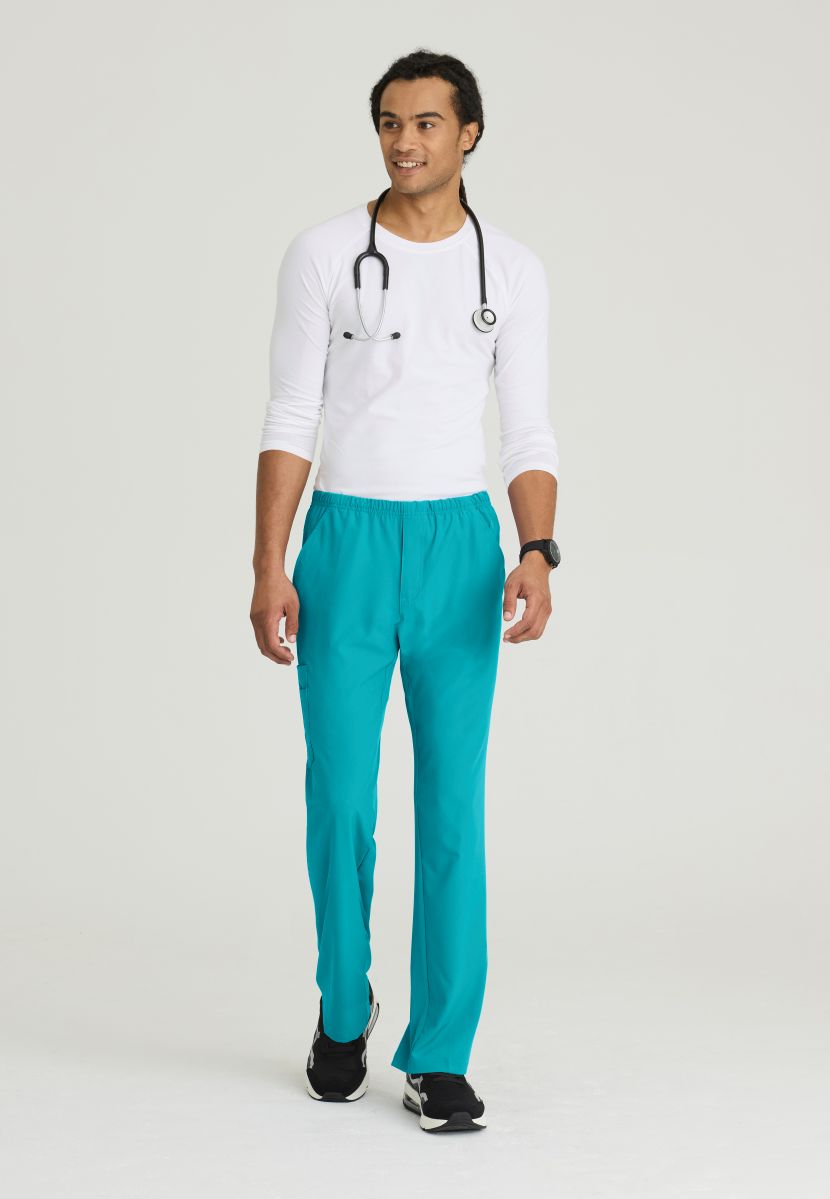 Skechers Male Structure 4 Pocket Elastic Waistband Scrub Trousers | Teal