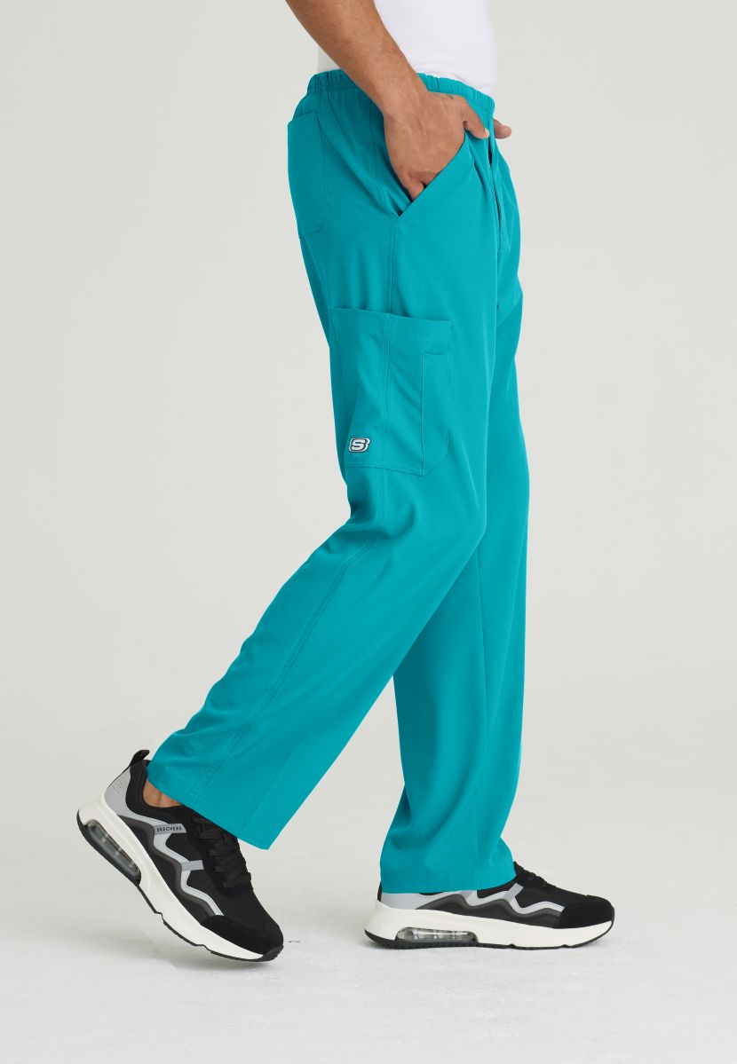 Skechers Male Structure 4 Pocket Elastic Waistband Scrub Trousers | Teal