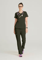 Skechers Breeze 3 Pocket Shaped Hem Scrub Top | Olive