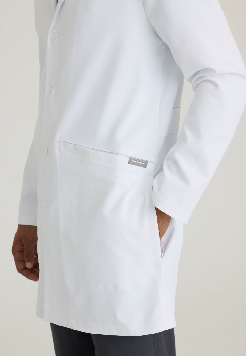 Skechers Men's 3 Pocket 4-Button Lab Coat | WHITE