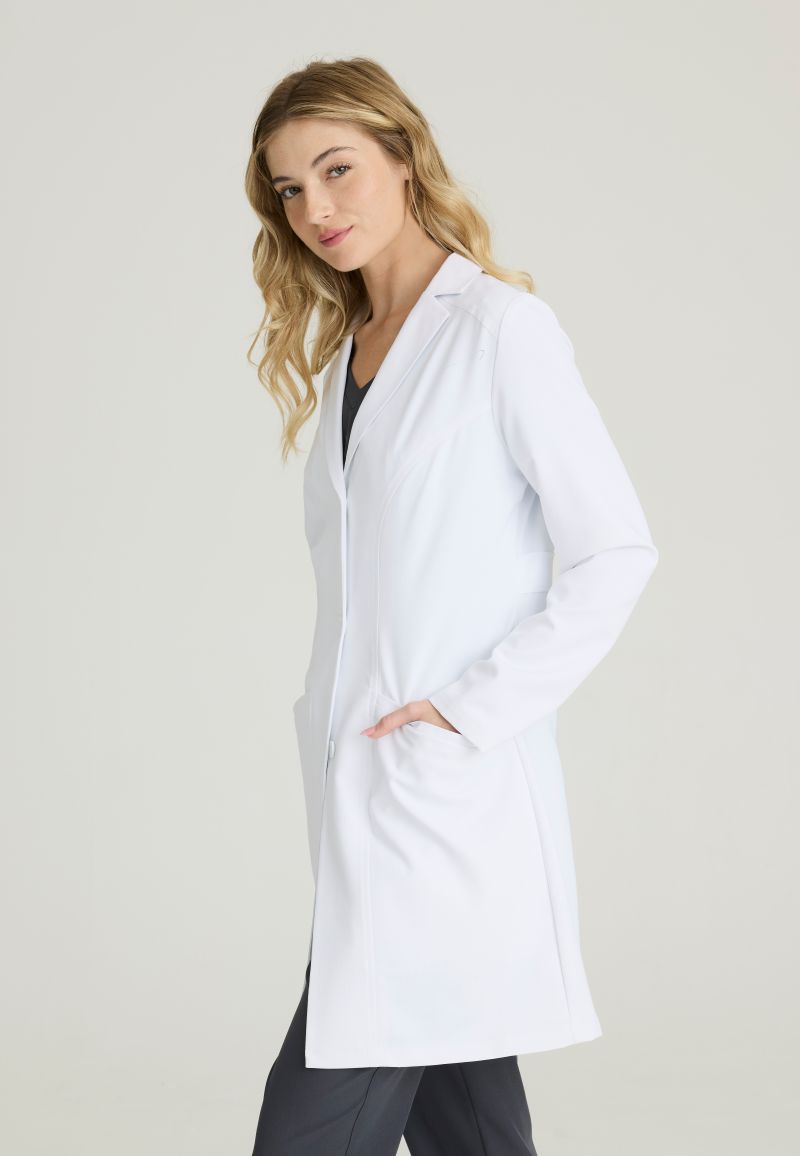Skechers Women's 3 Pocket 4-Button Lab Coat | WHITE