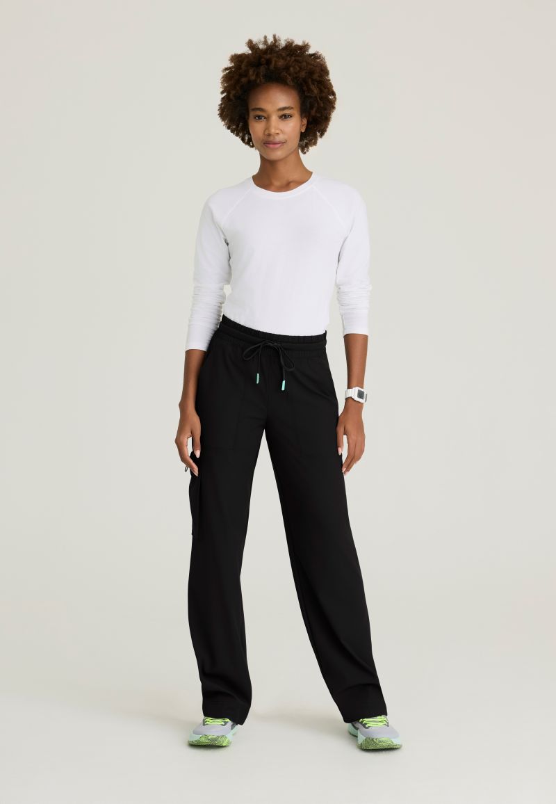 Skechers Scout Women's 5 Pocket Shirred Waistband Wide Leg Pant | BLACK