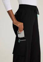Skechers Scout Women's 5 Pocket Shirred Waistband Wide Leg Pant | BLACK