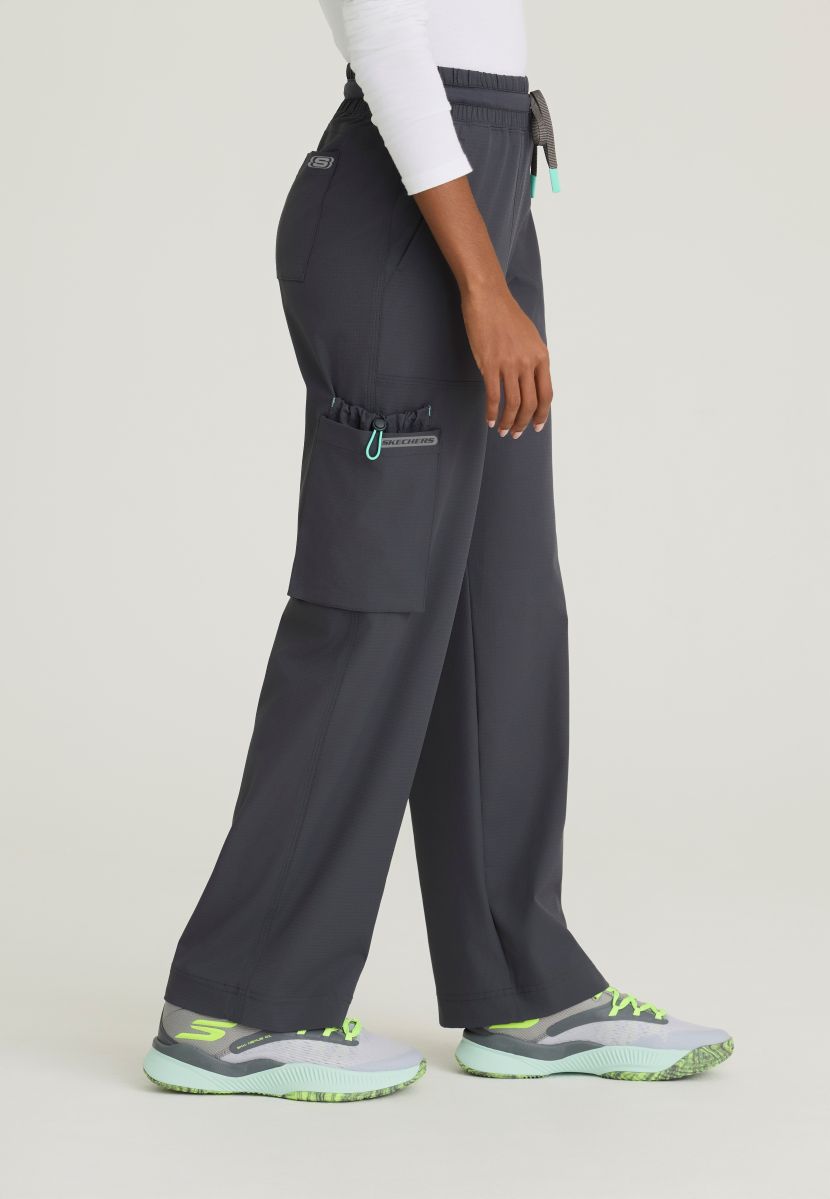 Skechers Scout Women's 5 Pocket Shirred Waistband Wide Leg Pant | Pewter Grey