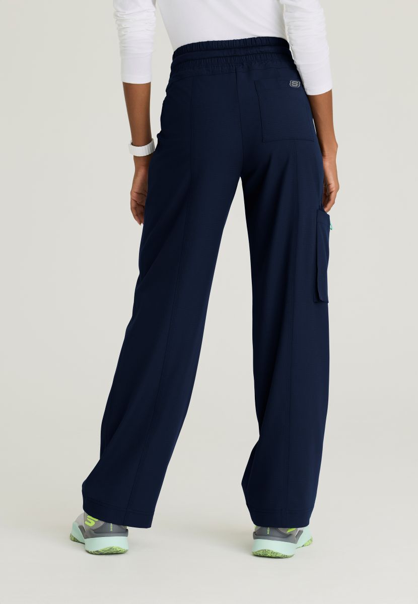 Skechers Scout Women's 5 Pocket Shirred Waistband Wide Leg Pant | NAVY