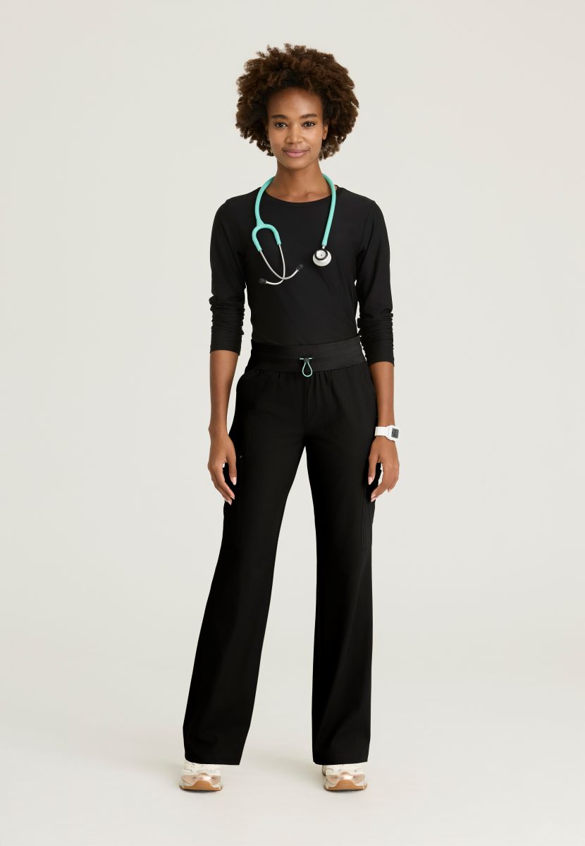 Skechers Explore Women's 5 Pocket Knit Waistband Fit &amp; Flare Pant | BLACK