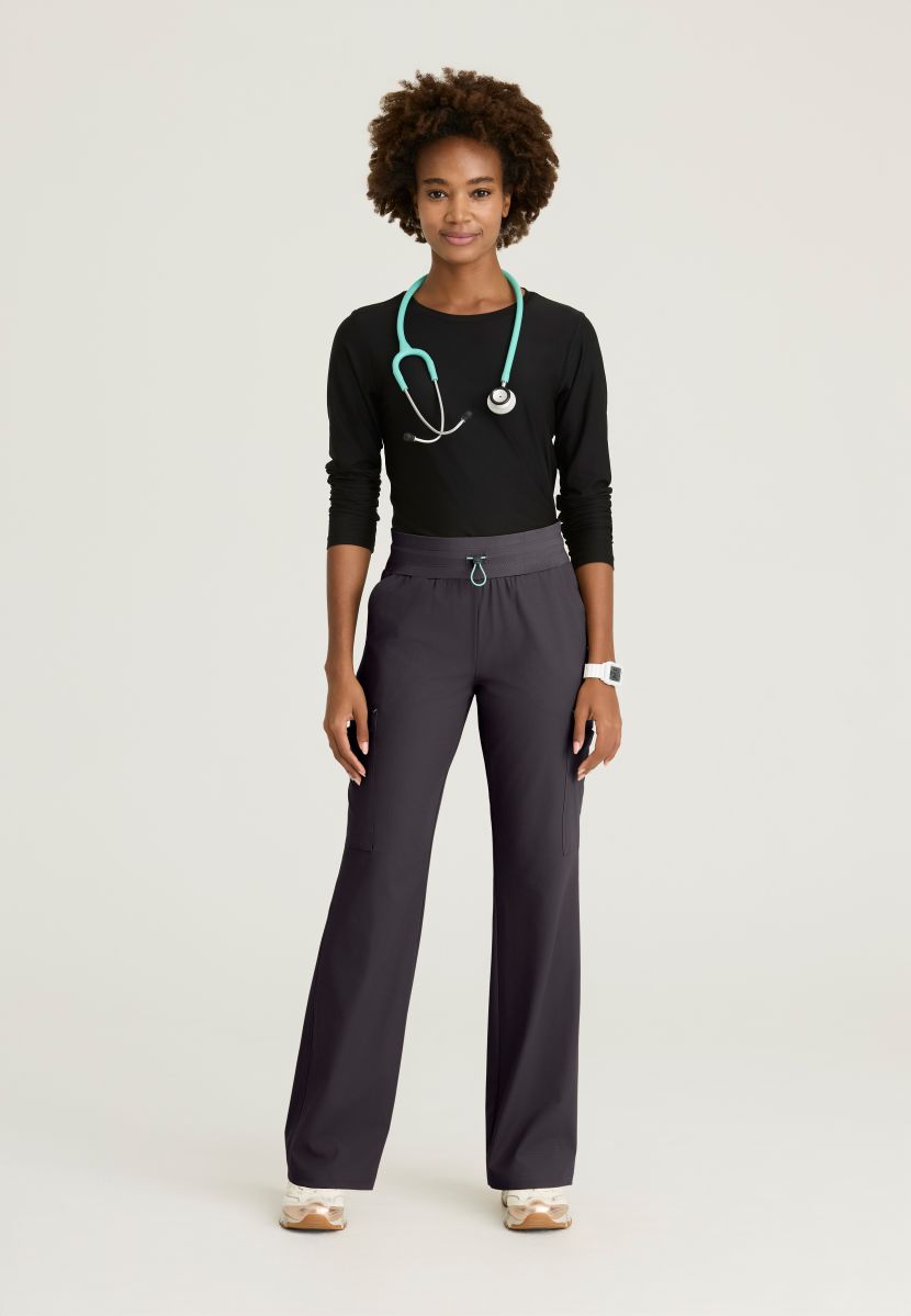 Skechers Explore Women's 5 Pocket Knit Waistband Fit &amp; Flare Pant | Pewter Grey