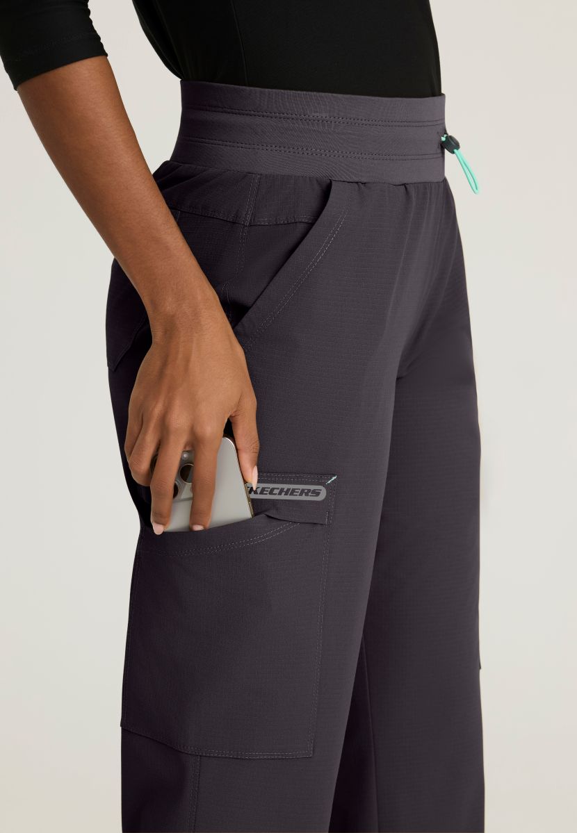 Skechers Explore Women's 5 Pocket Knit Waistband Fit &amp; Flare Pant | Pewter Grey
