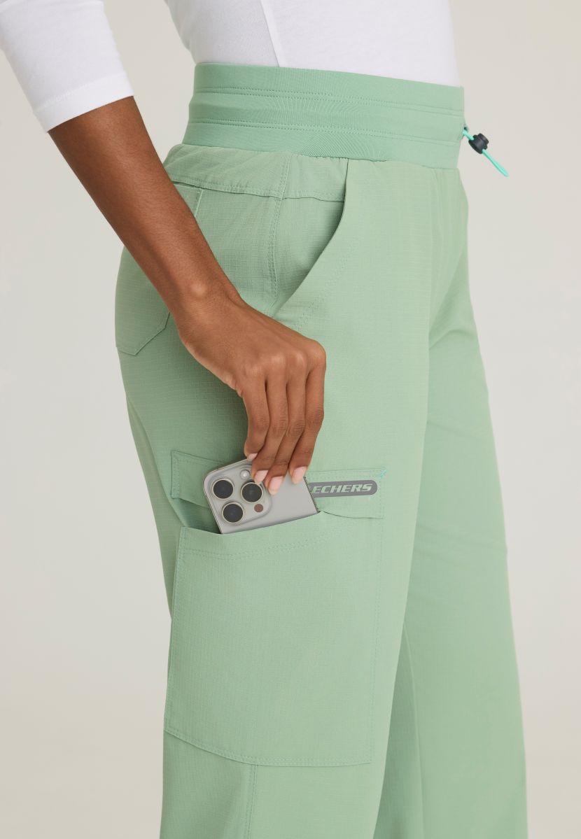 Skechers Explore Women's 5 Pocket Knit Waistband Fit &amp; Flare Pant | Field Green