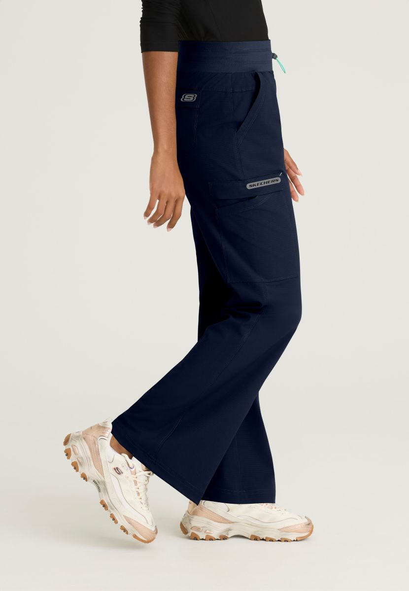 Skechers Explore Women's 5 Pocket Knit Waistband Fit &amp; Flare Pant | NAVY