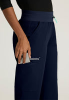 Skechers Explore Women's 5 Pocket Knit Waistband Fit &amp; Flare Pant | NAVY