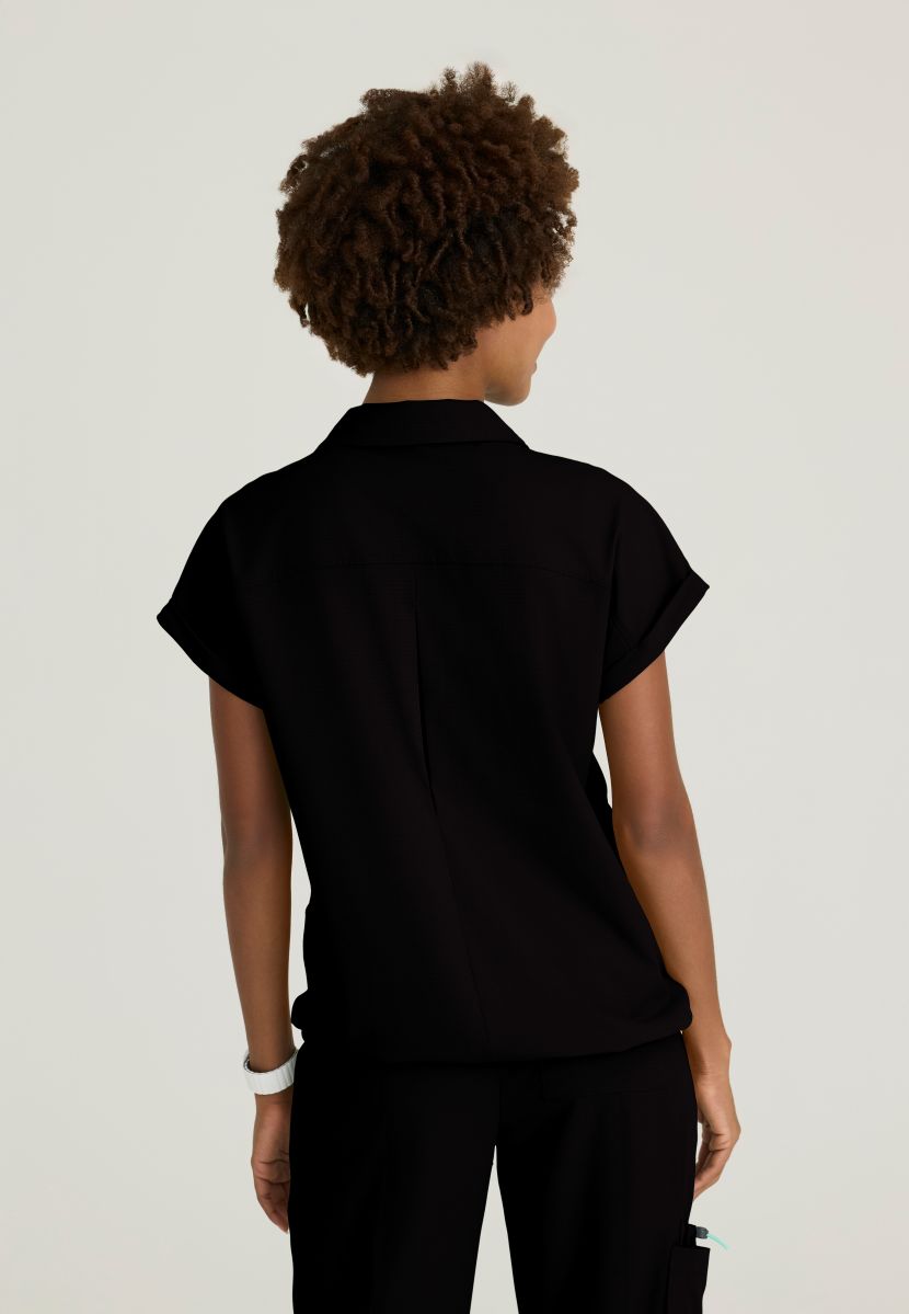 Skechers Charlie Women's 3 Pocket Shirt Collar Dolman Sleeve Top | BLACK