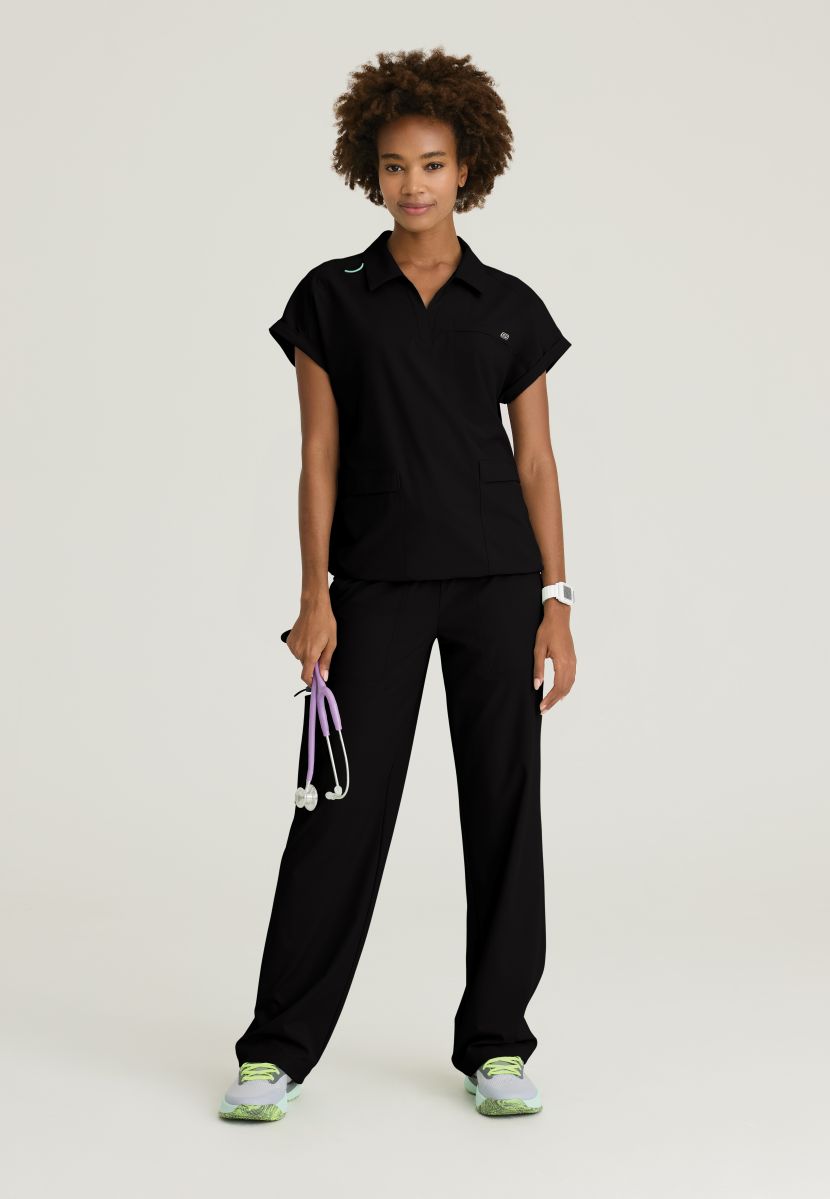 Skechers Charlie Women's 3 Pocket Shirt Collar Dolman Sleeve Top | BLACK