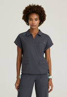Skechers Charlie Women's 3 Pocket Shirt Collar Dolman Sleeve Top | Pewter Grey