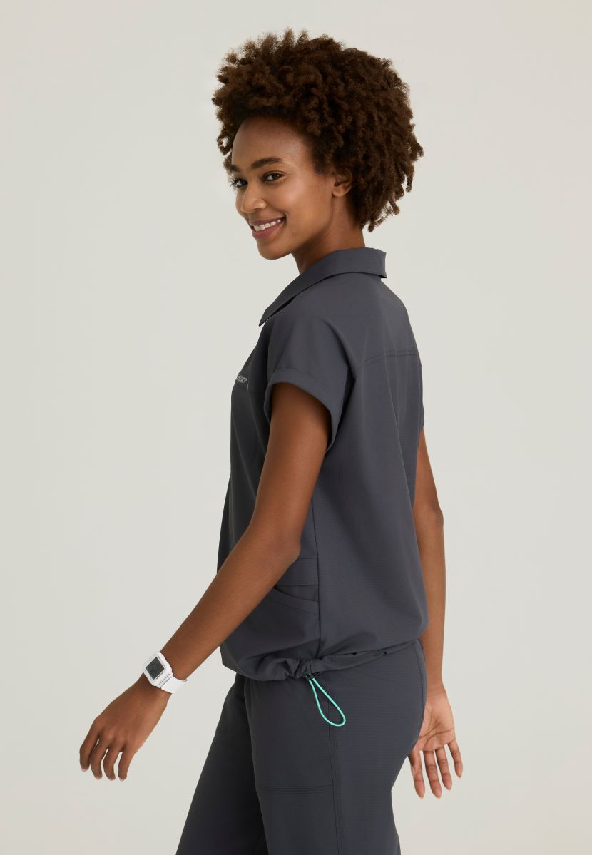 Skechers Charlie Women's 3 Pocket Shirt Collar Dolman Sleeve Top | Pewter Grey