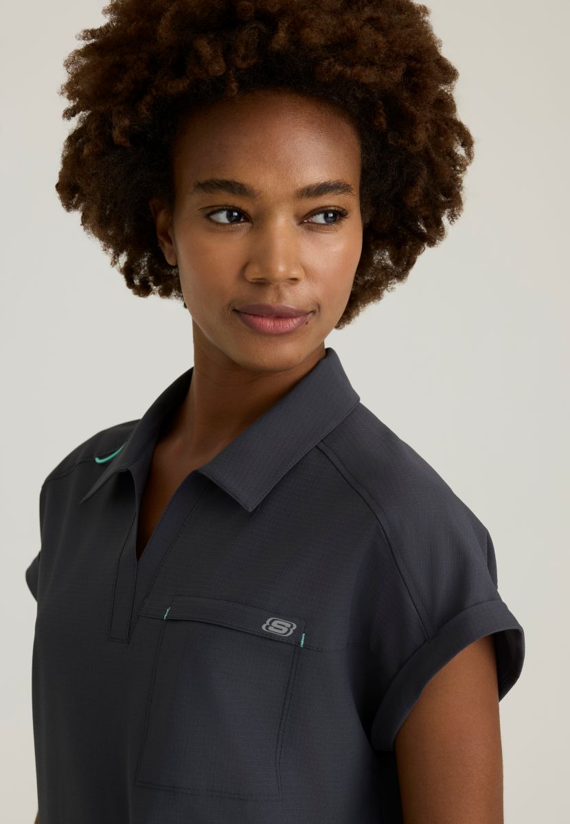 Skechers Charlie Women's 3 Pocket Shirt Collar Dolman Sleeve Top | Pewter Grey