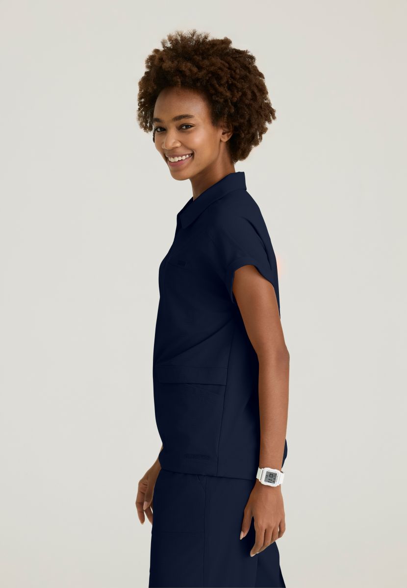 Skechers Charlie Women's 3 Pocket Shirt Collar Dolman Sleeve Top | NAVY