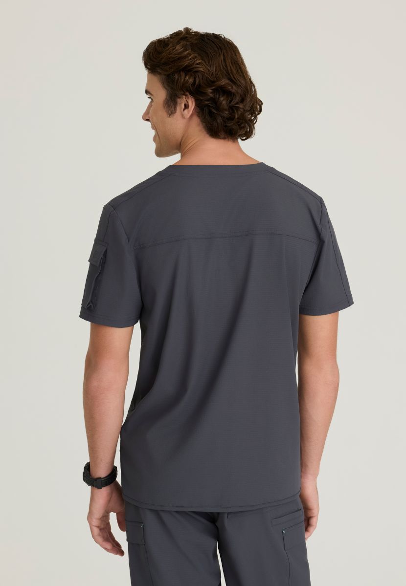 Skechers Station Men's 3 Pocket Round Neck High-Low Hem Top | Pewter Grey