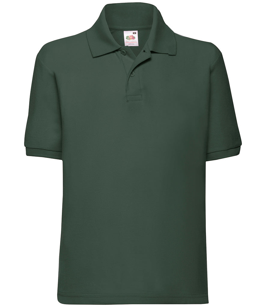 SS11B Fruit of the Loom Kids Poly/Cotton Piqué Polo Shirt | Bottle Green