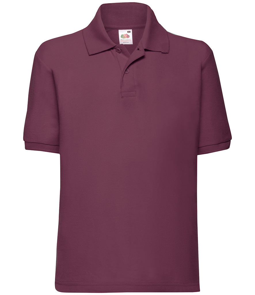 SS11B Fruit of the Loom Kids Poly/Cotton Piqué Polo Shirt | Burgundy