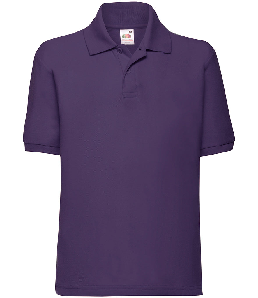 SS11B Fruit of the Loom Kids Poly/Cotton Piqué Polo Shirt | Purple