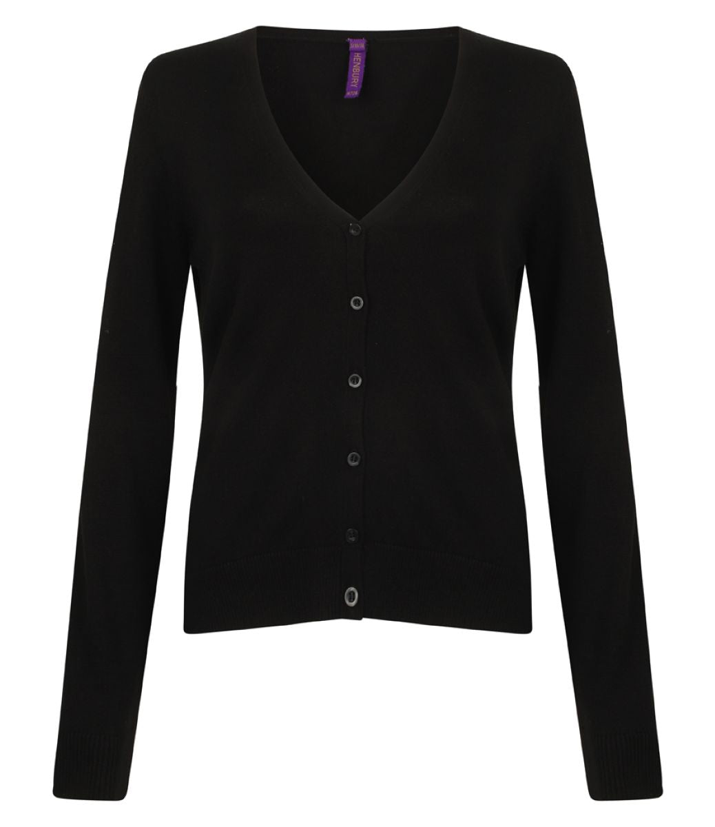 Ladies Cotton Acrylic V Neck Cardigan | BLACK