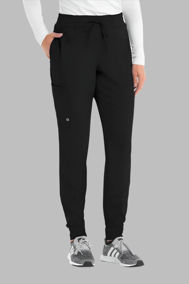 Barco One Drawstring Female Jogger Style Scrub Trousers | BLACK