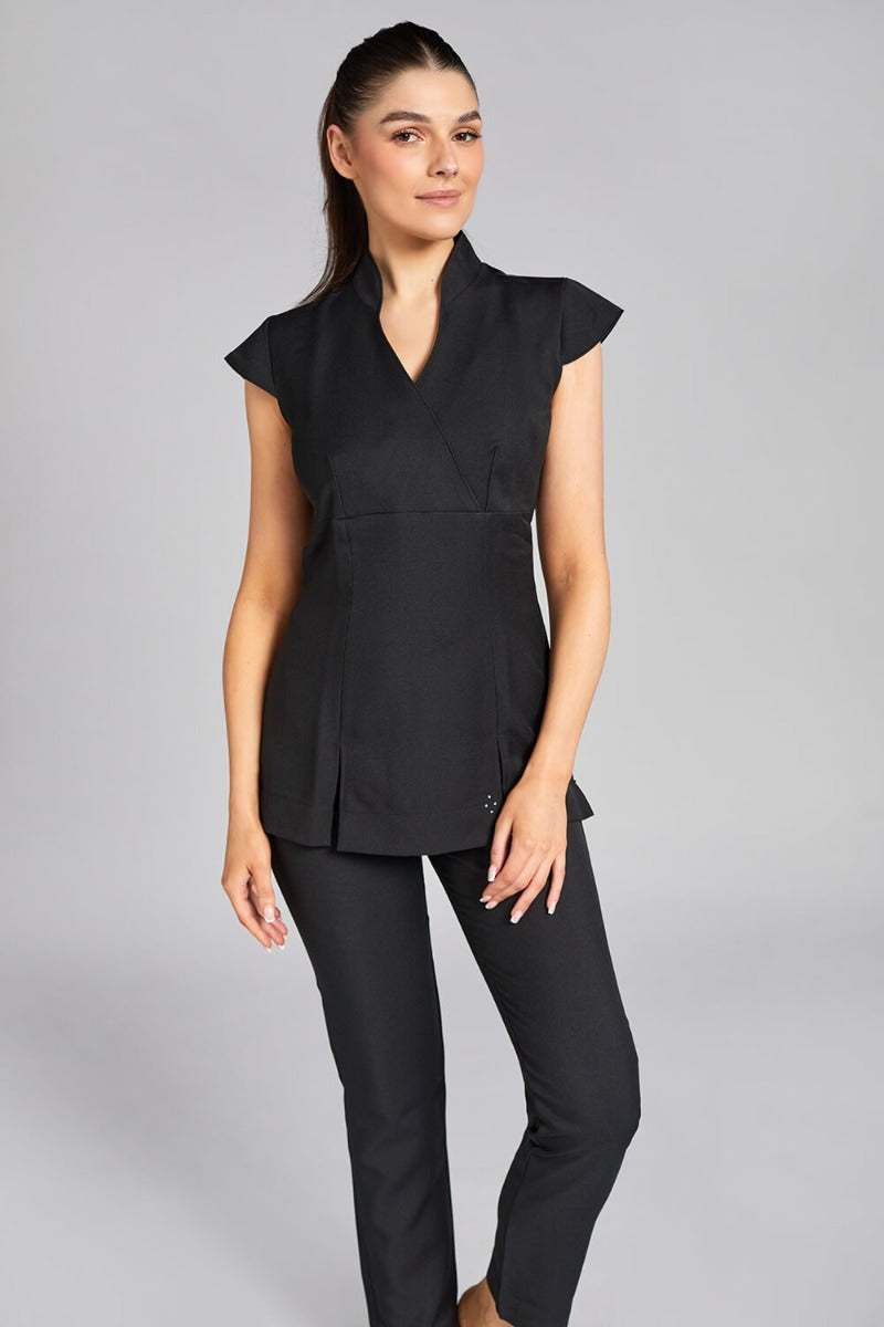 NICOLE WRAP EFFECT BEAUTY TUNIC | BLACK 