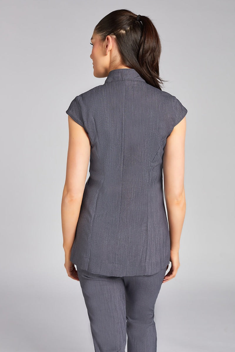 NICOLE WRAP EFFECT BEAUTY TUNIC | GREY LINEN LOOK