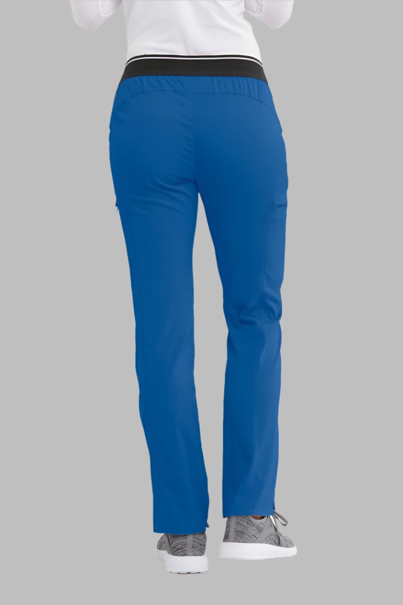 Greys Anatomy Kim 3 Pocket Elastic Back Waistband Zip-Pocket Pants PETITE (29") leg length  | New Royal