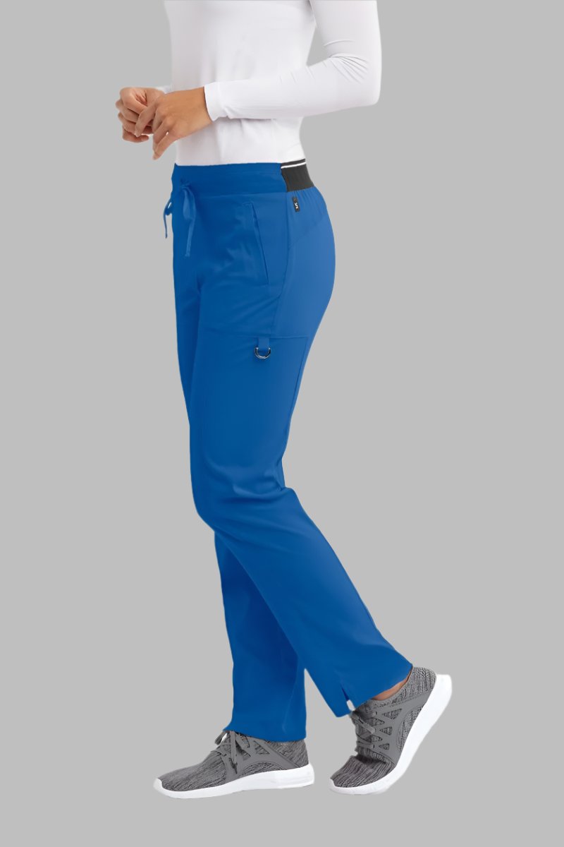 Greys Anatomy Kim 3 Pocket Elastic Back Waistband Zip-Pocket Pants PETITE (29") leg length  | New Royal