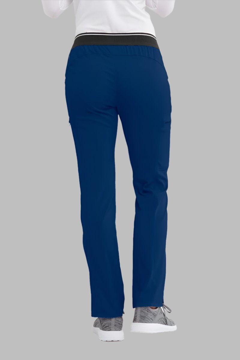 Greys Anatomy Kim 3 Pocket Elastic Back Waistband Zip-Pocket Pants PETITE (29") leg length  | NAVY