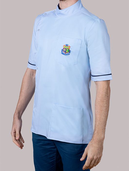 Mater Hospital Staff Nurse Male Traditional Tunic with Side Studs + Collar | SKY/NAVY
