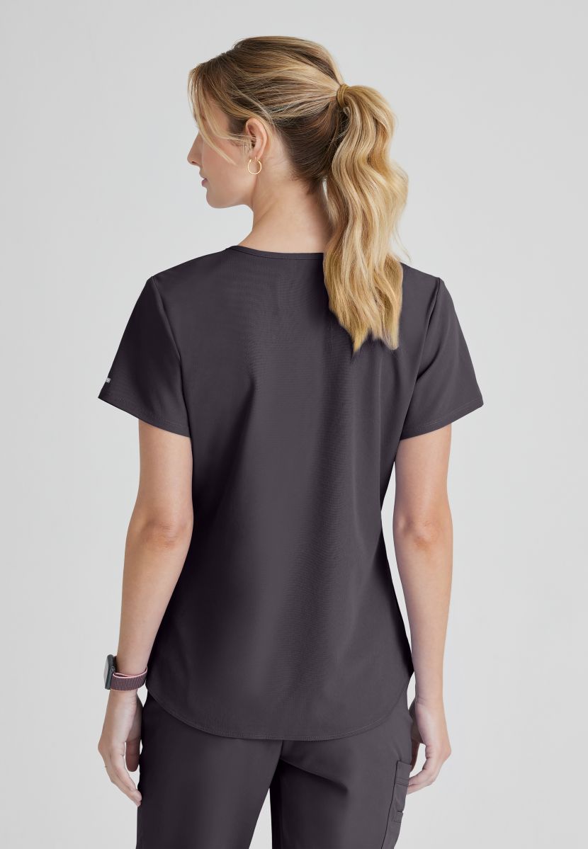 SKECHERS BREEZE 3-POCKET SHAPED HEM TOP | Pewter Grey