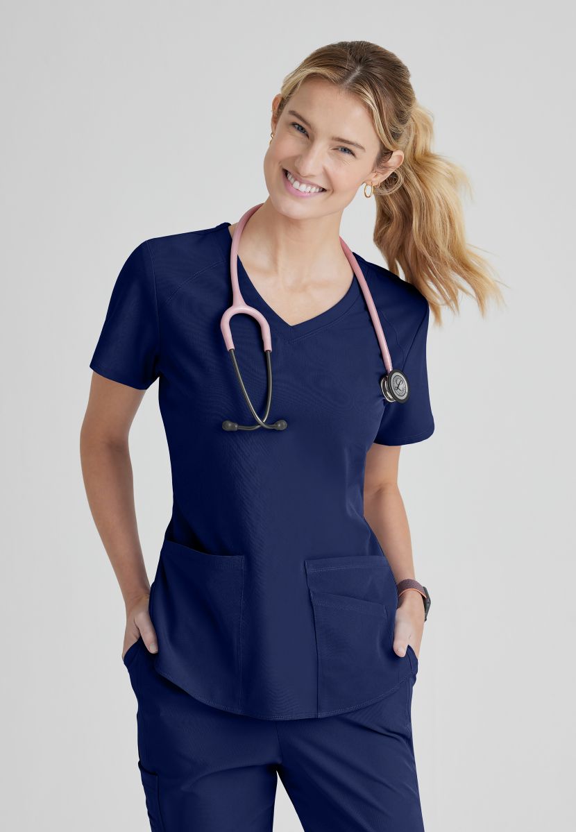 SKECHERS BREEZE 3-POCKET SHAPED HEM TOP | NAVY