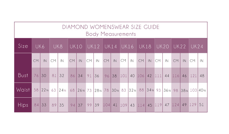 pink size chart - Focus